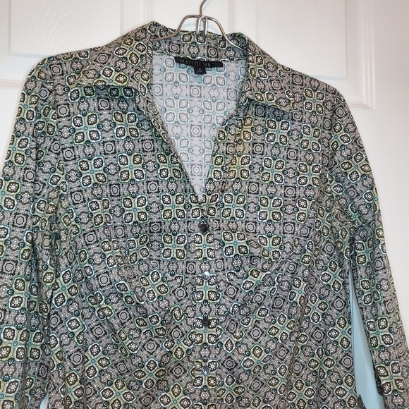 Lafayette 148 Geometric Print Button Down Blouse Sz 4 - Picture 2 of 11